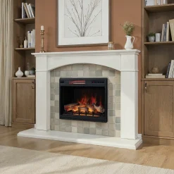 28" Infrared Quartz Fireplace Insert for Wall Mounting & In-Wall Installation