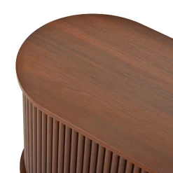 3 Piece Fluted Teak TV Stand & Coffee Table Set with Storage