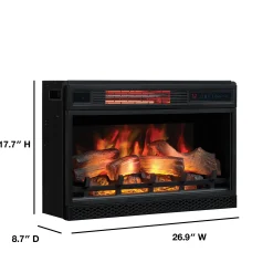 26" Recessed/Wall-Mount Infrared Quartz Fireplace Insert with Remote