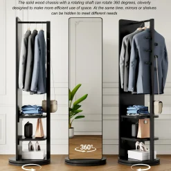 360° Rotating 69'x16' Multifunctional Full Length Mirror with Storage