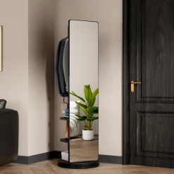 360° Rotating 69'x16' Multifunctional Full Length Mirror with Storage
