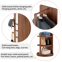 360° Rotating 69'x16' Multifunctional Full Length Mirror with Storage
