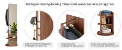 360° Rotating 69'x16' Multifunctional Full Length Mirror with Storage