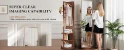 360° Rotating 69'x16' Multifunctional Full Length Mirror with Storage