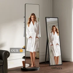 360° Rotating 69'x16' Multifunctional Full Length Mirror with Storage