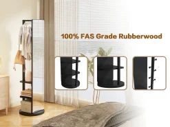 360° Rotating 69'x16' Multifunctional Full Length Mirror with Storage