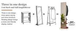 360° Rotating 69'x16' Multifunctional Full Length Mirror with Storage