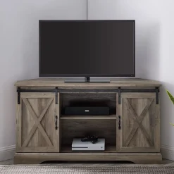 52" Sliding Barn Door Corner TV Stand