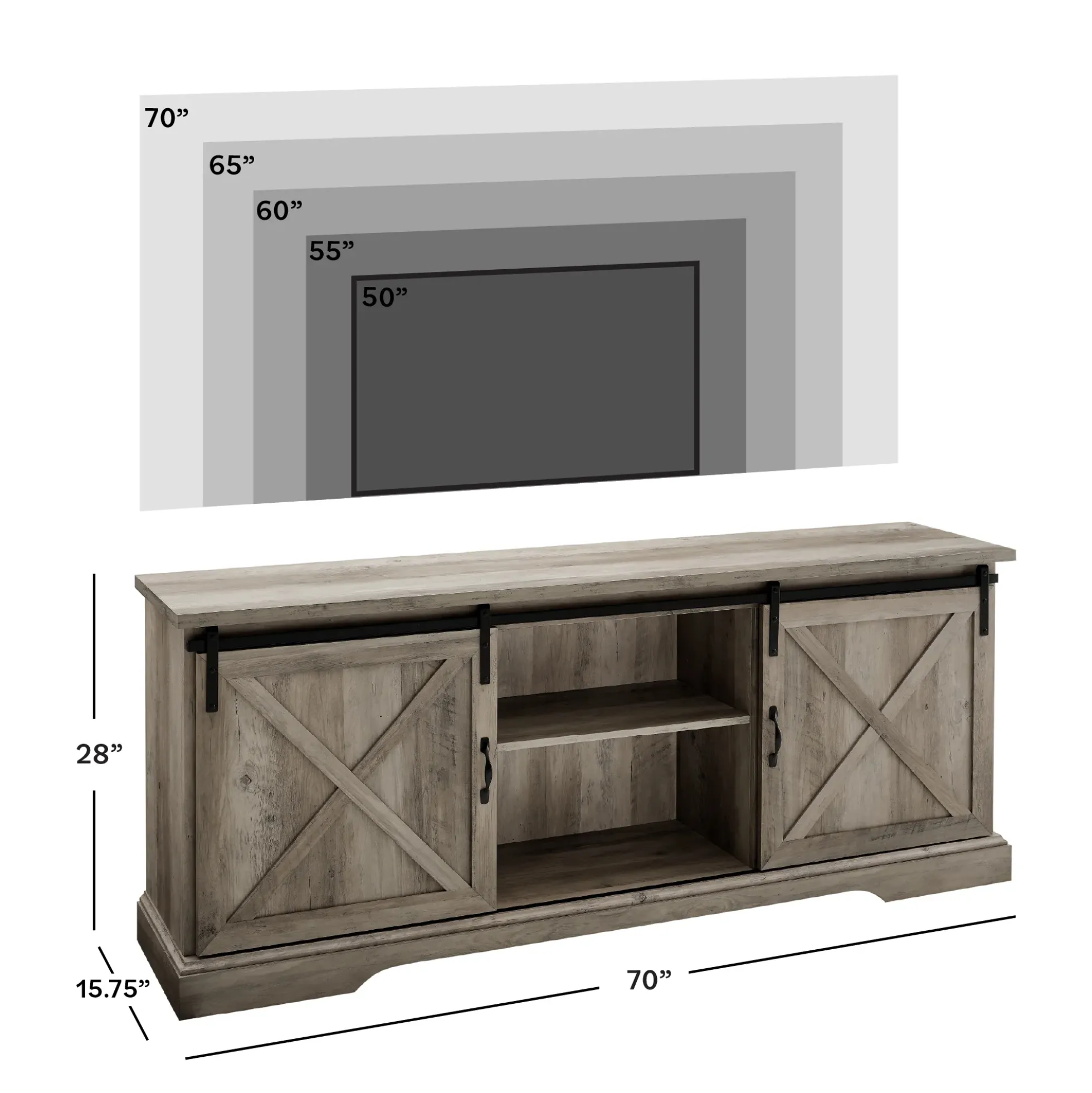 70" Sliding Barn Door TV Console