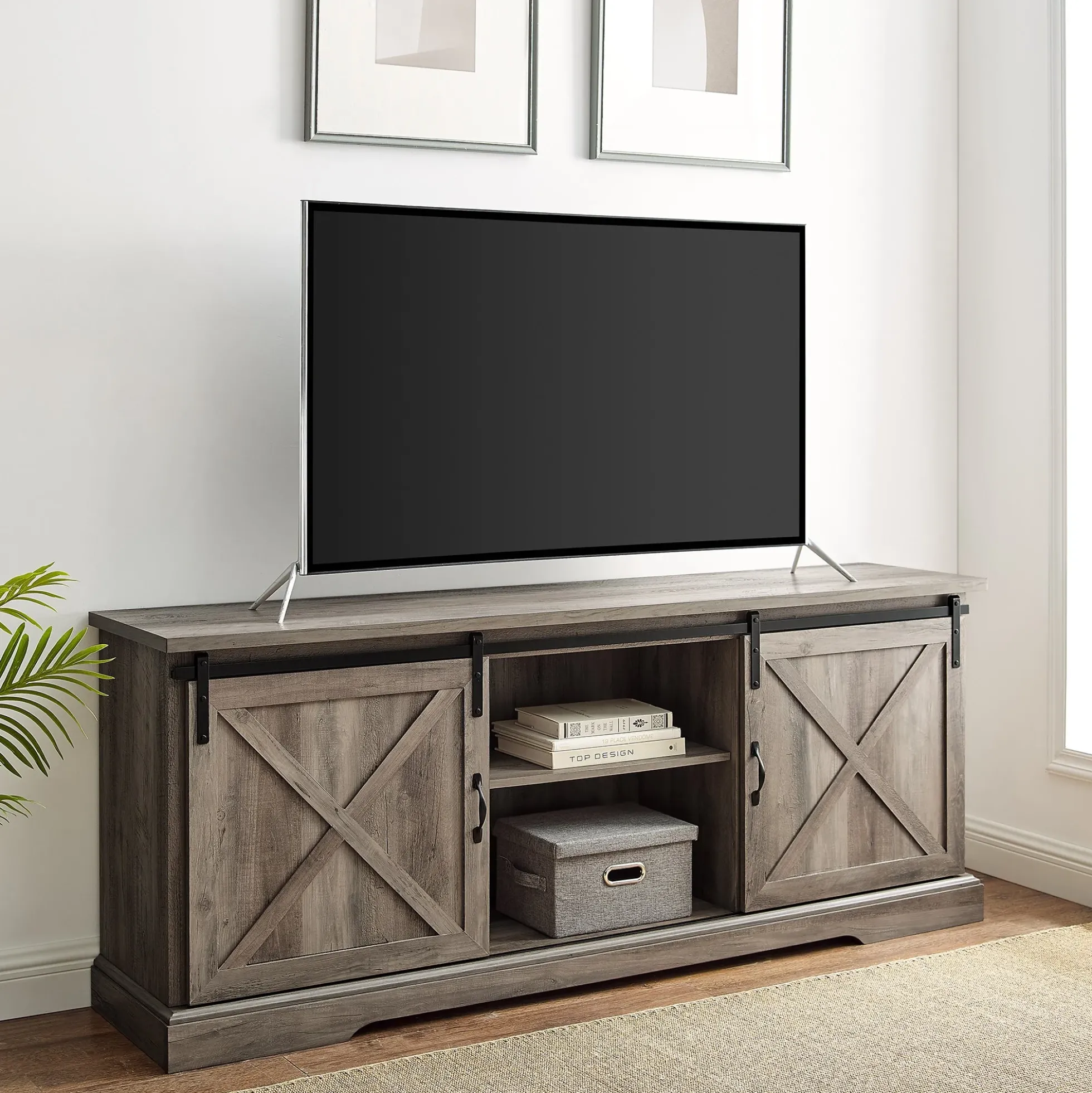 70" Sliding Barn Door TV Console