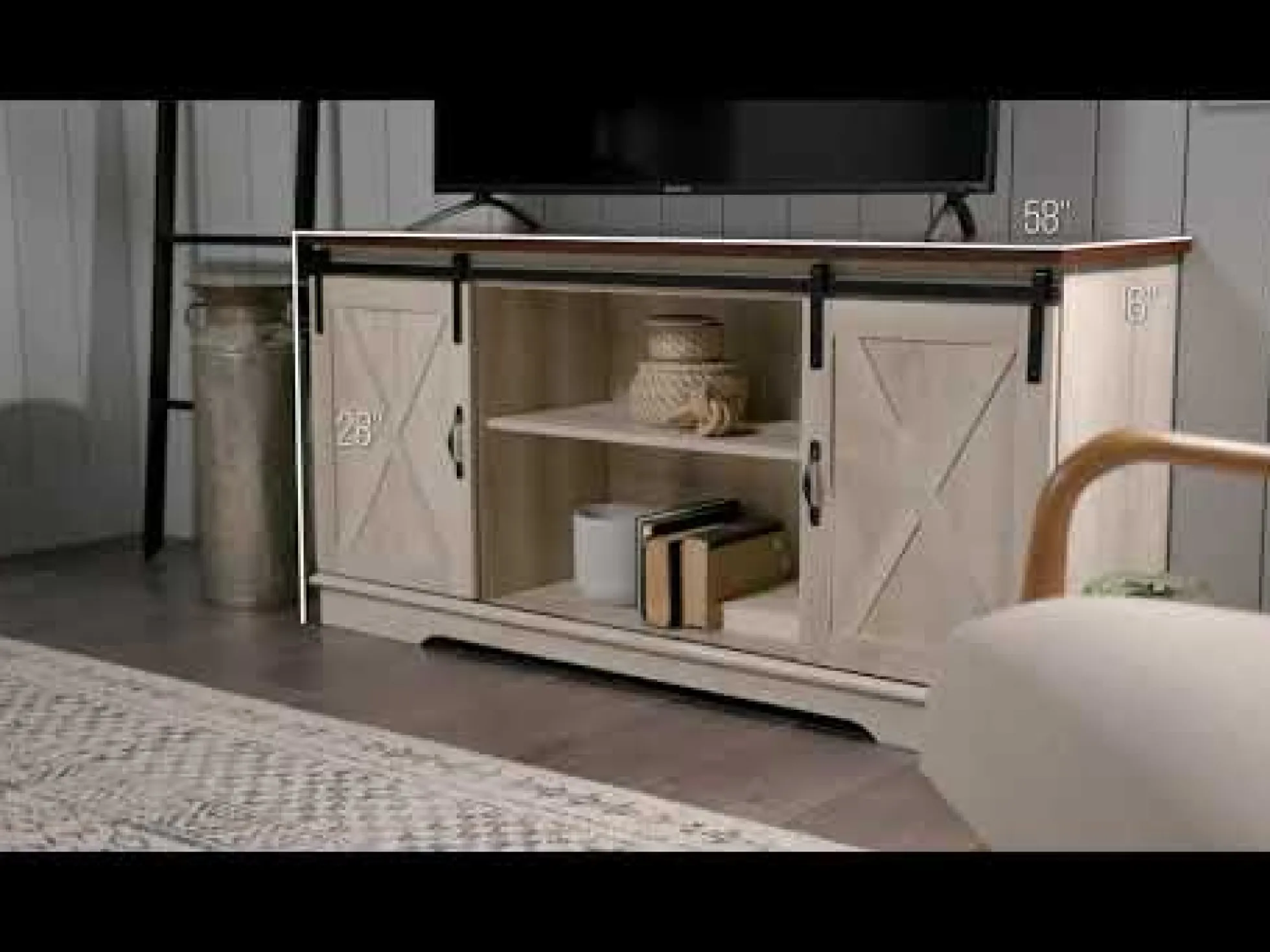 58" Sliding Barn Door TV Stand