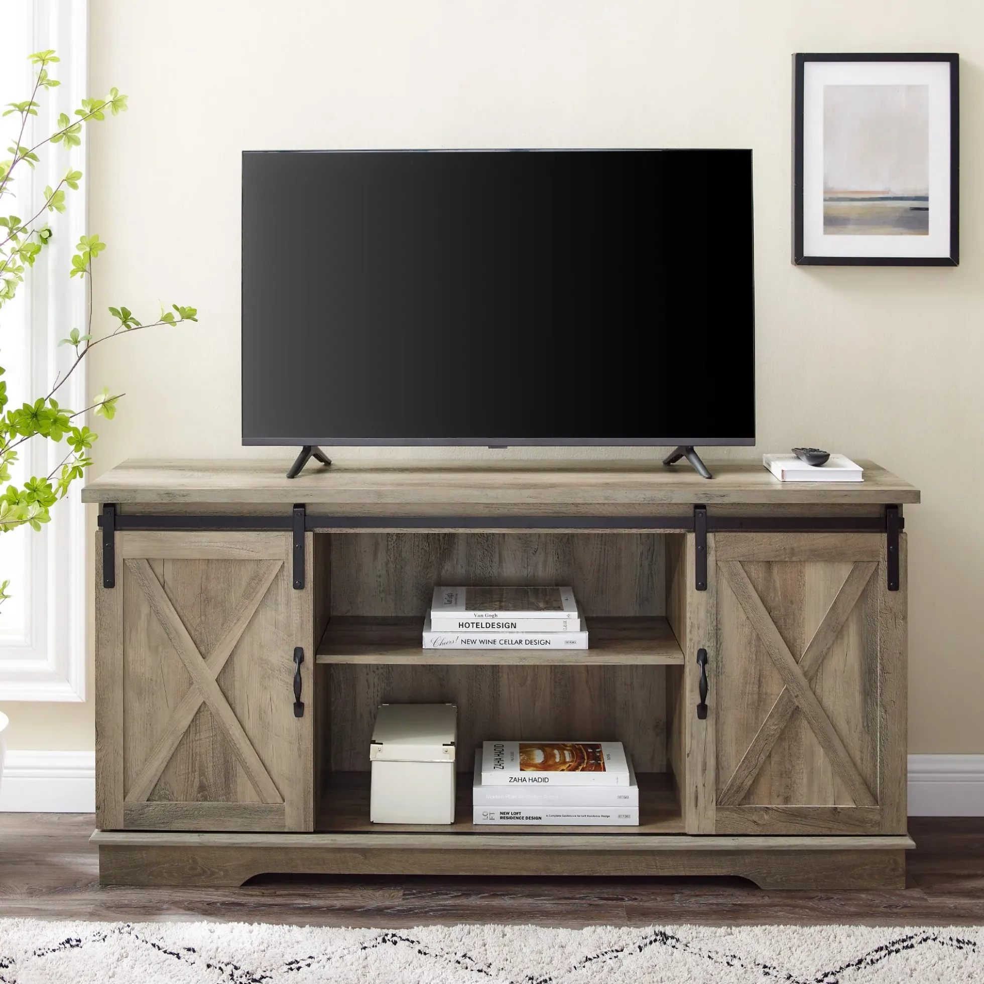 58" Sliding Barn Door TV Stand