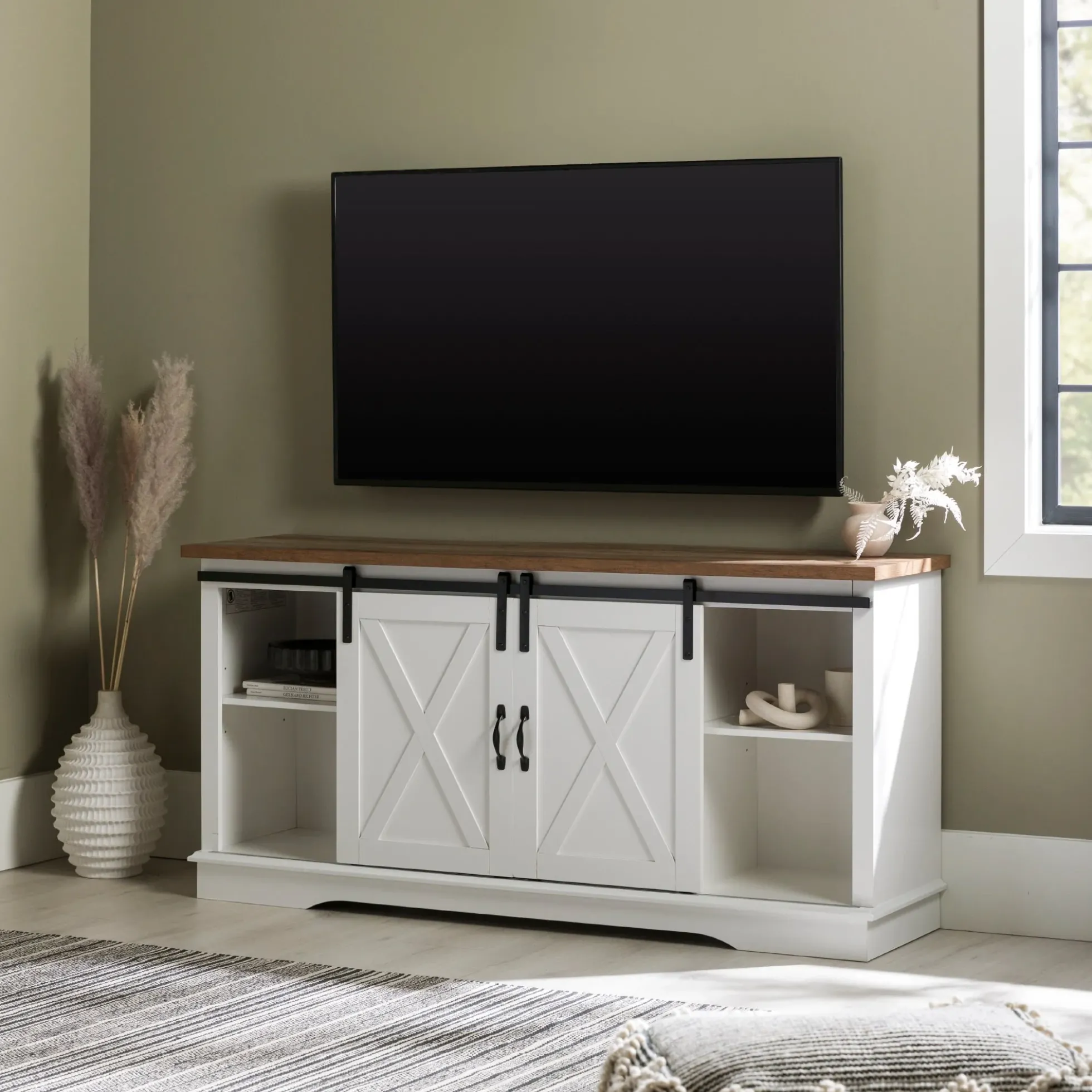 58" Sliding Barn Door TV Stand
