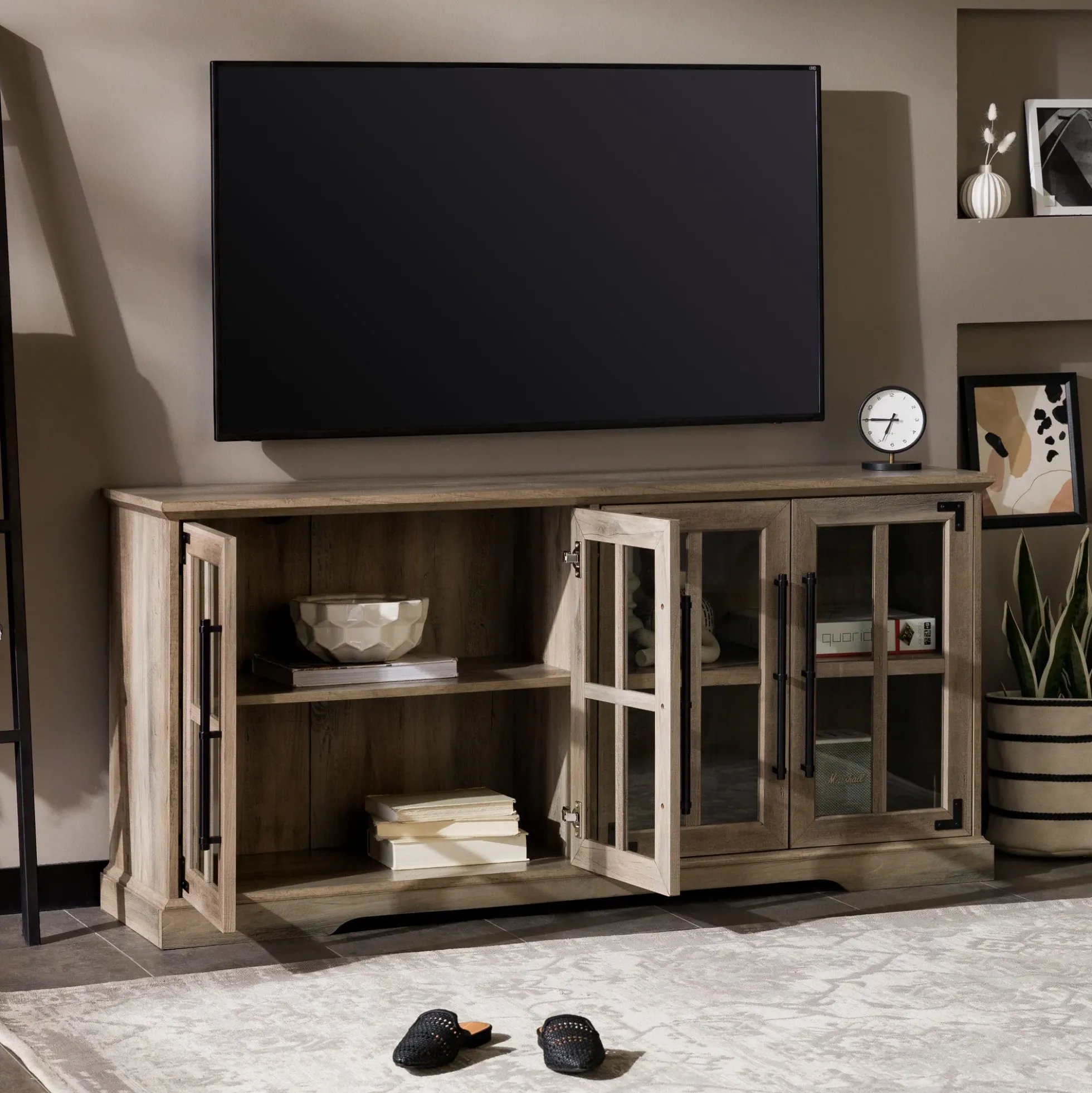 Abigail 58" Farmhouse 4 Door TV Stand