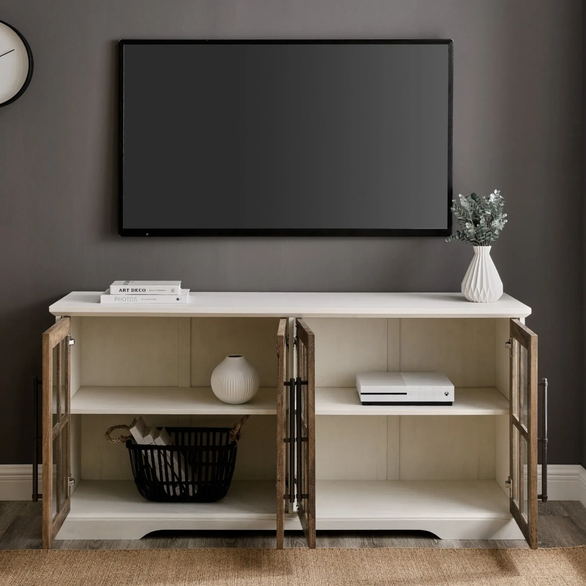 Abigail 58" Farmhouse 4 Door TV Stand