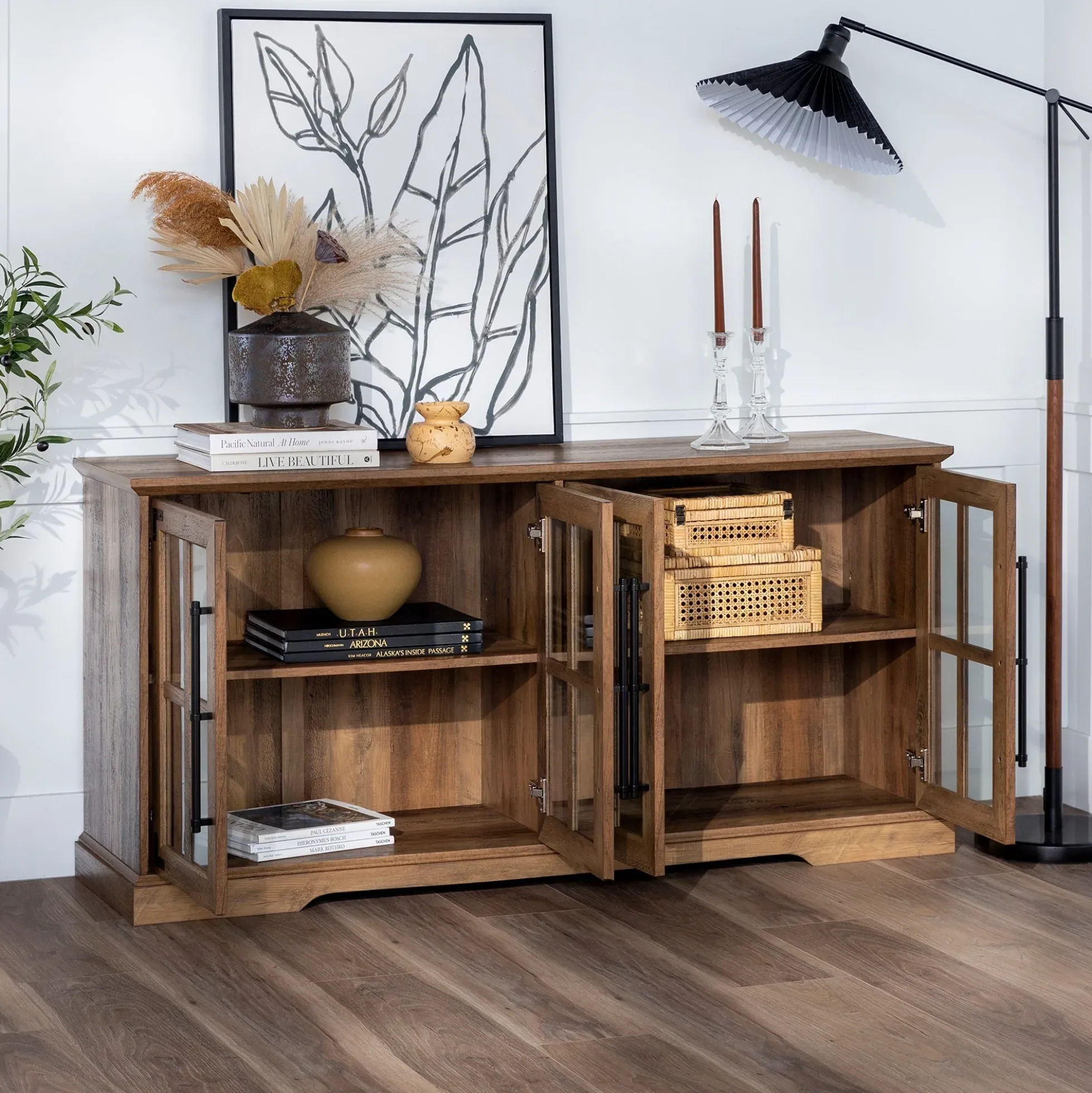Abigail 58" Farmhouse 4 Door TV Stand