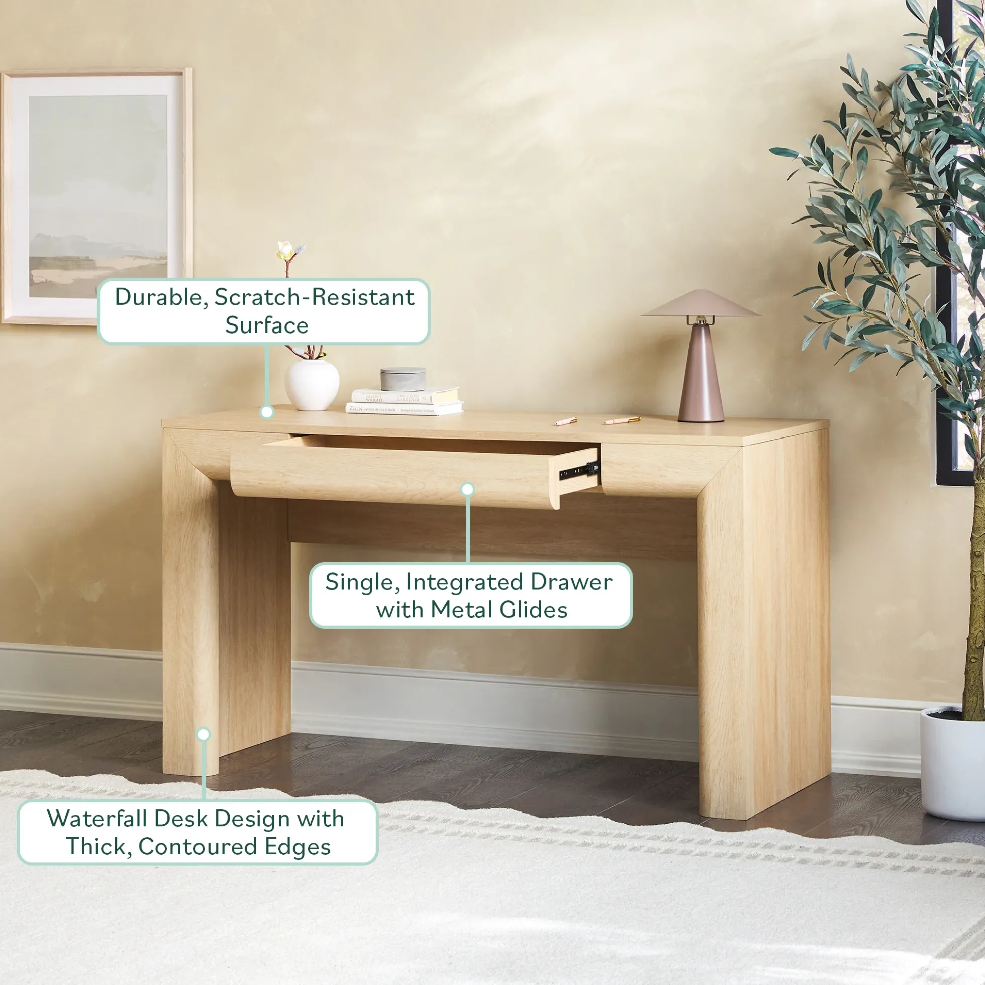 Amira Modern Curve Writing Desk