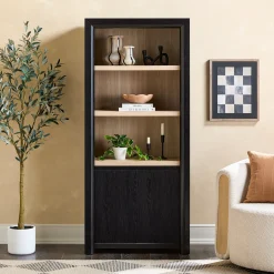 Amira Modern Wood Bookshelf with Storage Cabinet