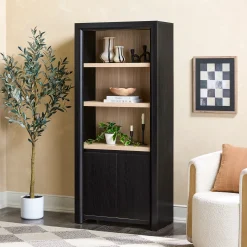 Amira Modern Wood Bookshelf with Storage Cabinet