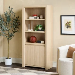 Amira Modern Wood Bookshelf with Storage Cabinet