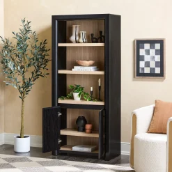 Amira Modern Wood Bookshelf with Storage Cabinet