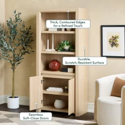 Amira Modern Wood Bookshelf with Storage Cabinet