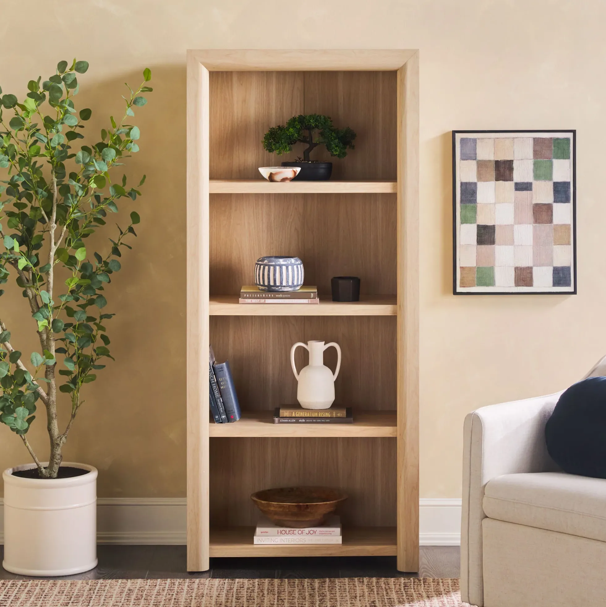 Amira Modern Wood Open Bookshelf