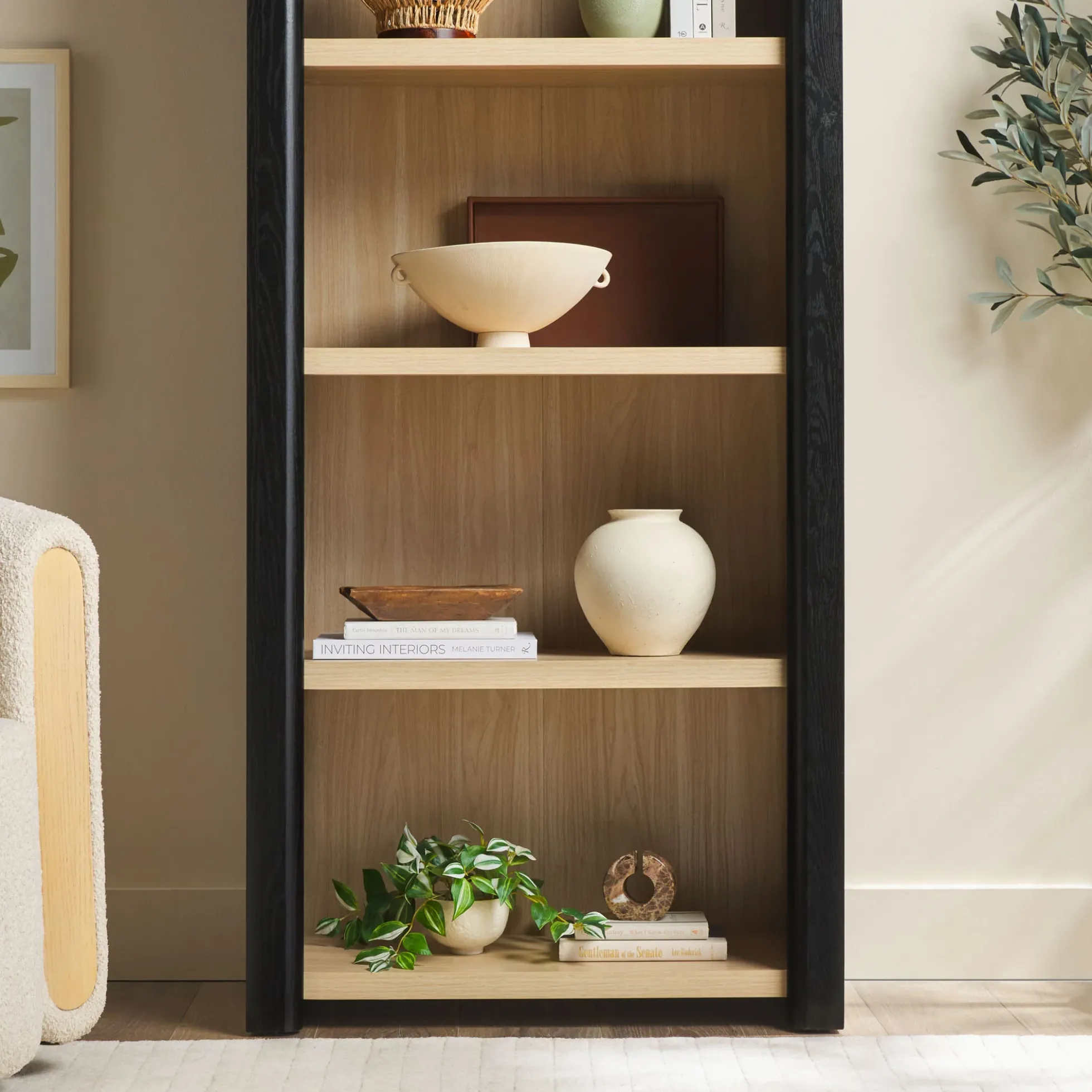 Amira Modern Wood Open Bookshelf