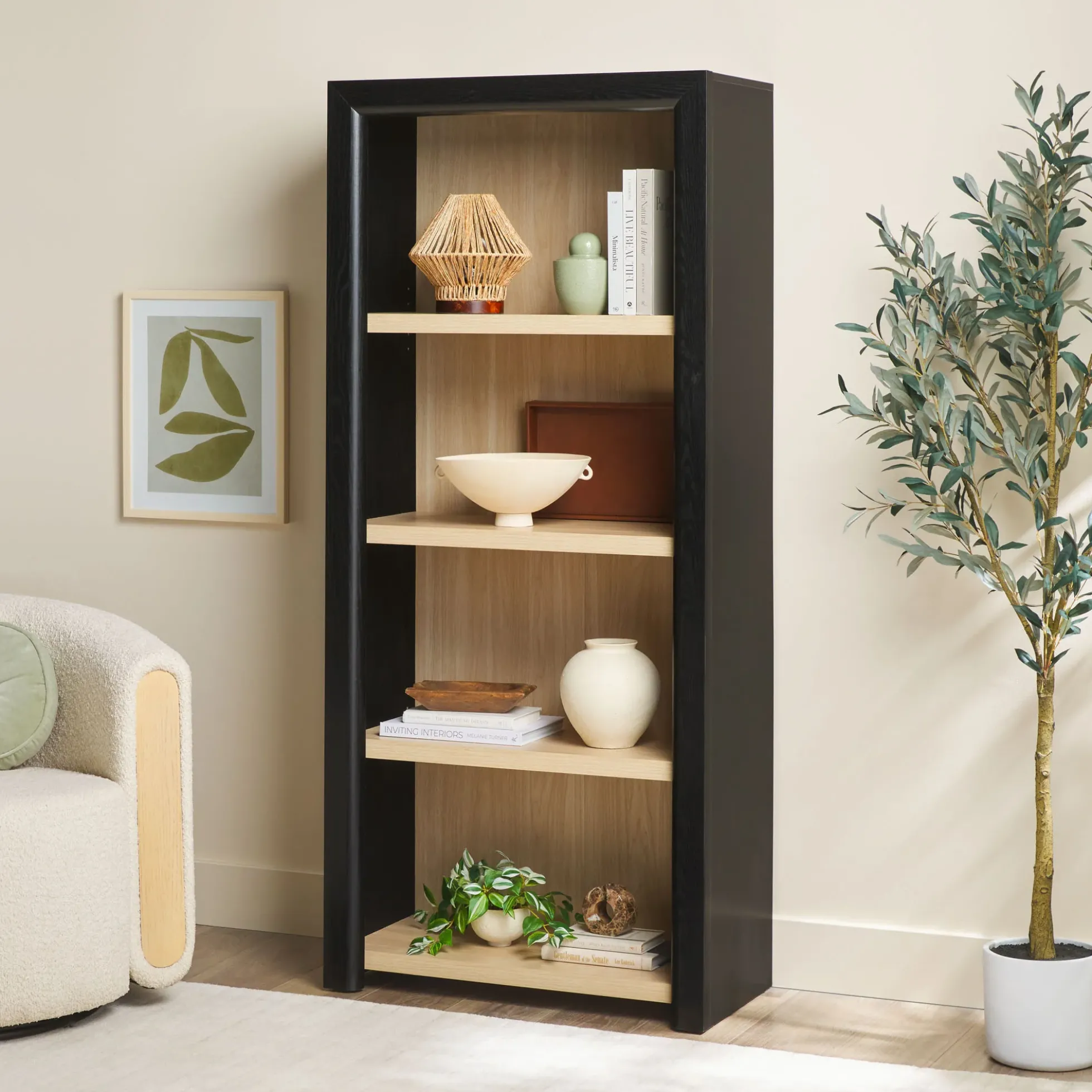 Amira Modern Wood Open Bookshelf