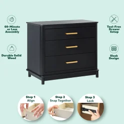 Annette Contemporary 3-Drawer Wood Nightstand