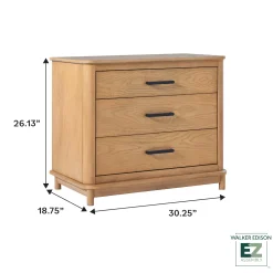 Annette Contemporary 3-Drawer Wood Nightstand