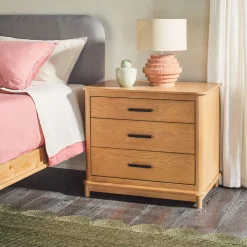 Annette Contemporary 3-Drawer Wood Nightstand