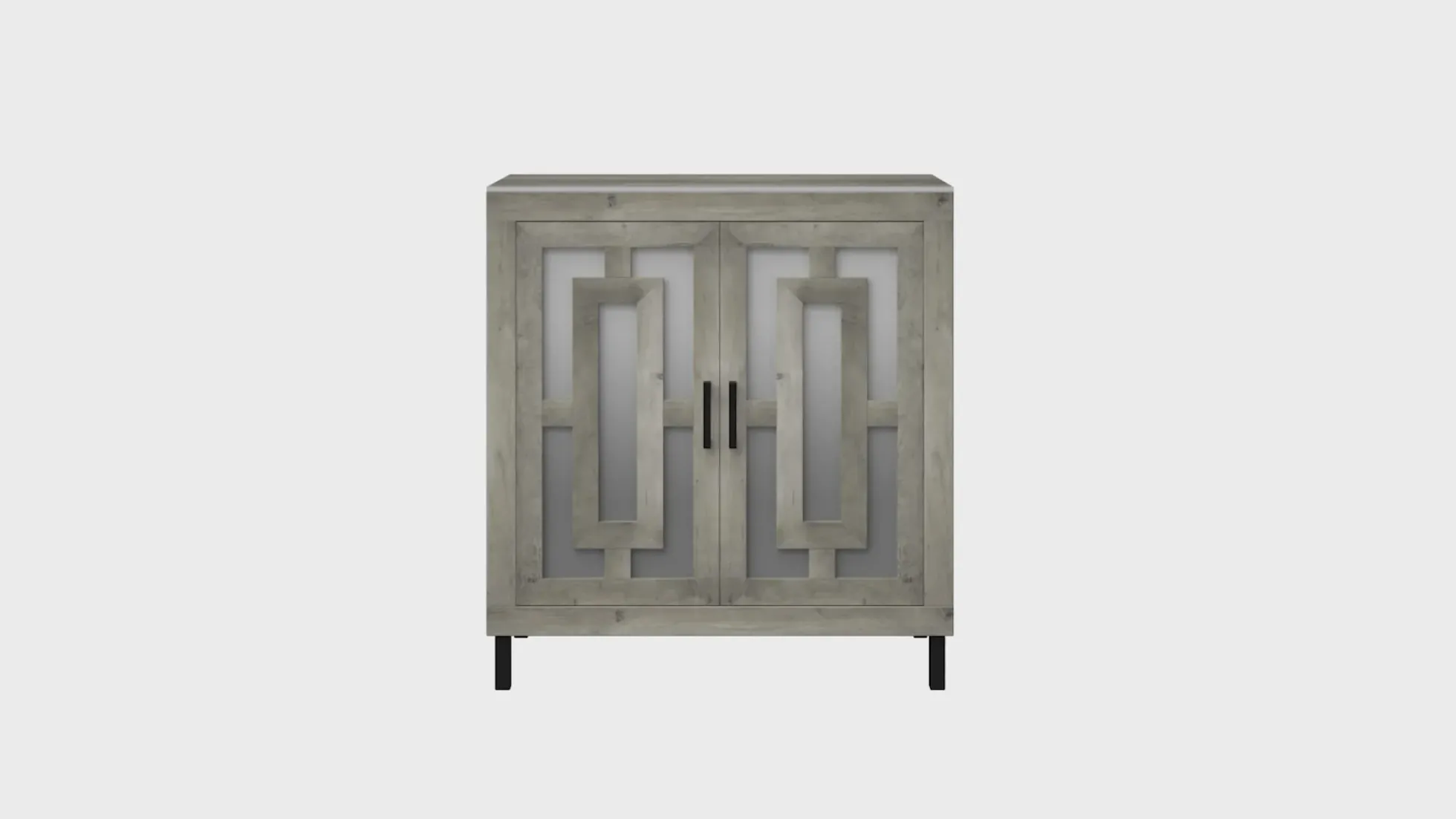 Antique Finish Mirrored Doors Entryway Accent Cabinet