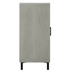 Antique Finish Mirrored Doors Entryway Accent Cabinet