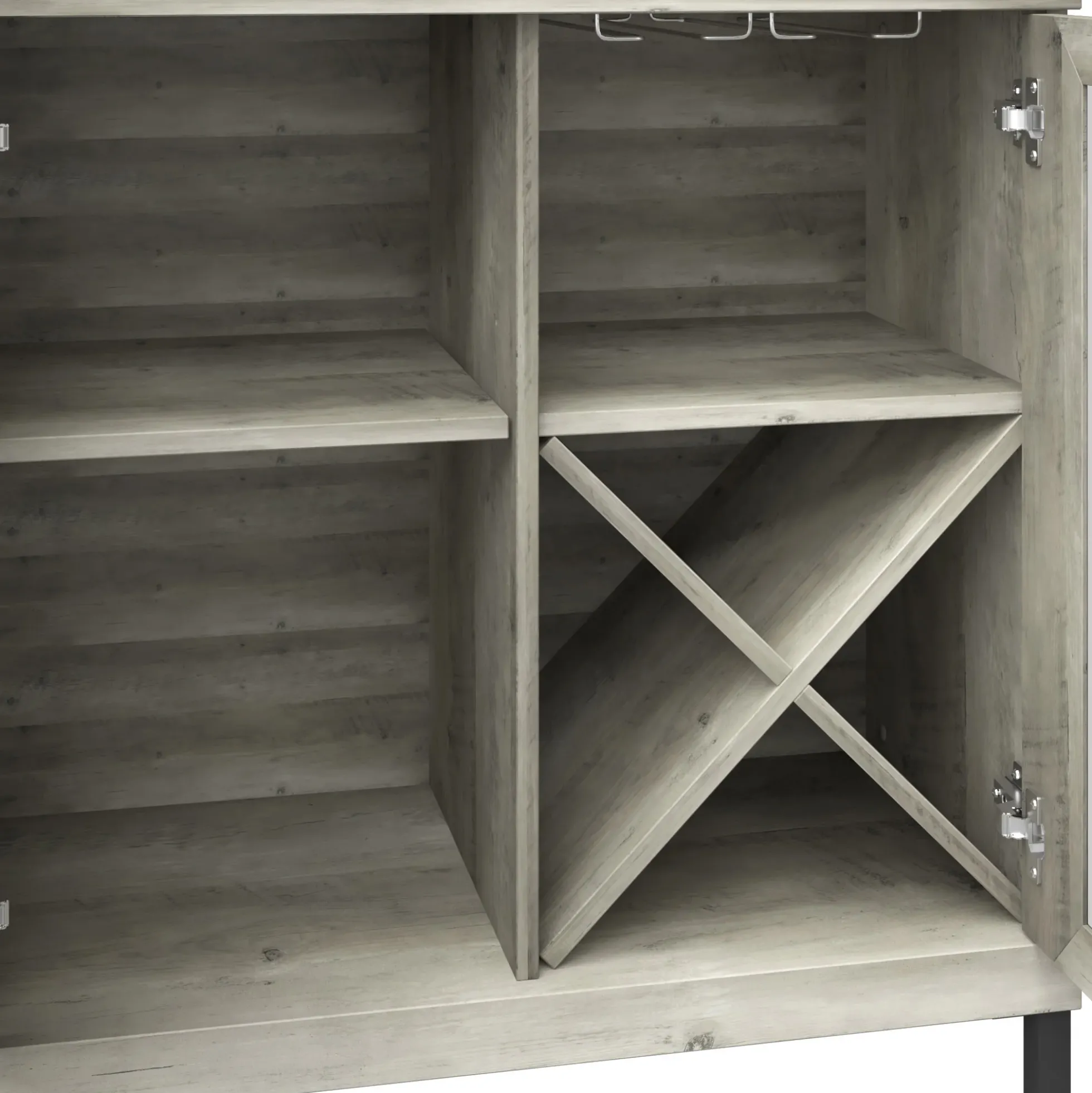 Antique Finish Mirrored Doors Entryway Accent Cabinet