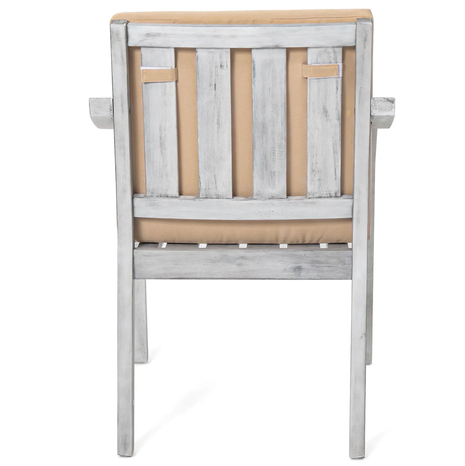 Antique Gray Acacia Wood Outdoor Dining Set 6-Person with Cushions
