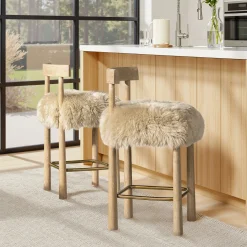 Arden 27.5 Genuine Fur Counter Height Bar Stool