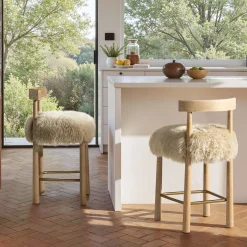 Arden 27.5 Genuine Fur Counter Height Bar Stool