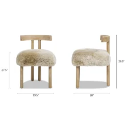 Arden 19.5' Genuine Sheepskin Fur Split Back Dining Chair