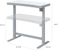 Ashford™ Adjustable Height Sit‑Stand Desk with USB Ports and Storage