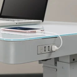 Ashford™ Adjustable Height Sit‑Stand Desk with USB Ports and Storage