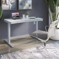 Ashford™ Adjustable Height Sit‑Stand Desk with USB Ports and Storage
