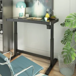 Ashford™ Adjustable Height Sit‑Stand Desk with USB Ports and Storage