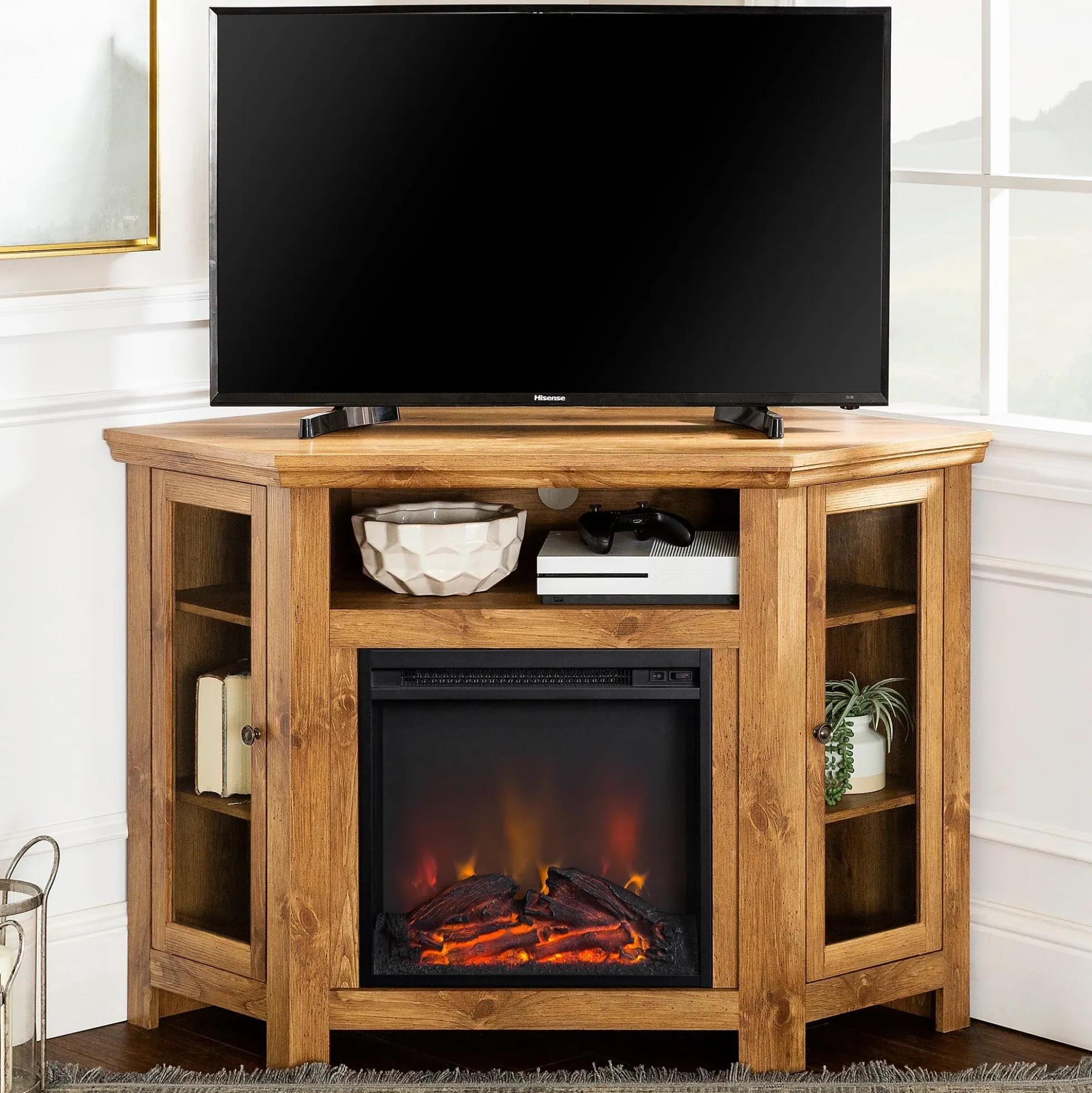 Barn 48" Wood Corner Fireplace TV Stand
