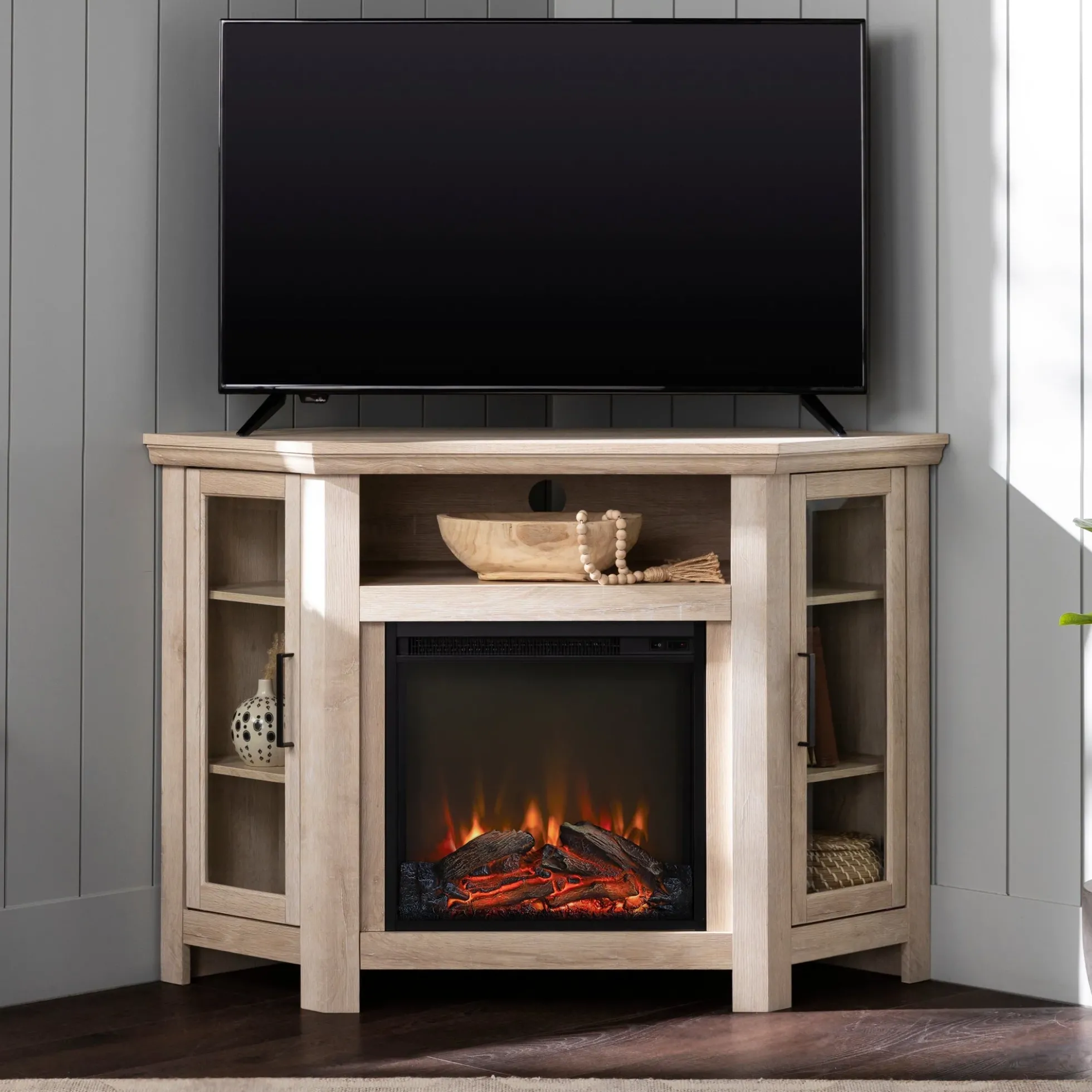 Barn 48" Wood Corner Fireplace TV Stand