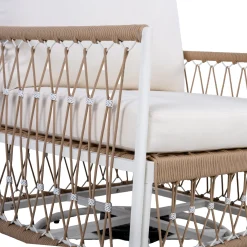 Bohemian Handwoven Rope 3-Piece Outdoor Patio Chat Set
