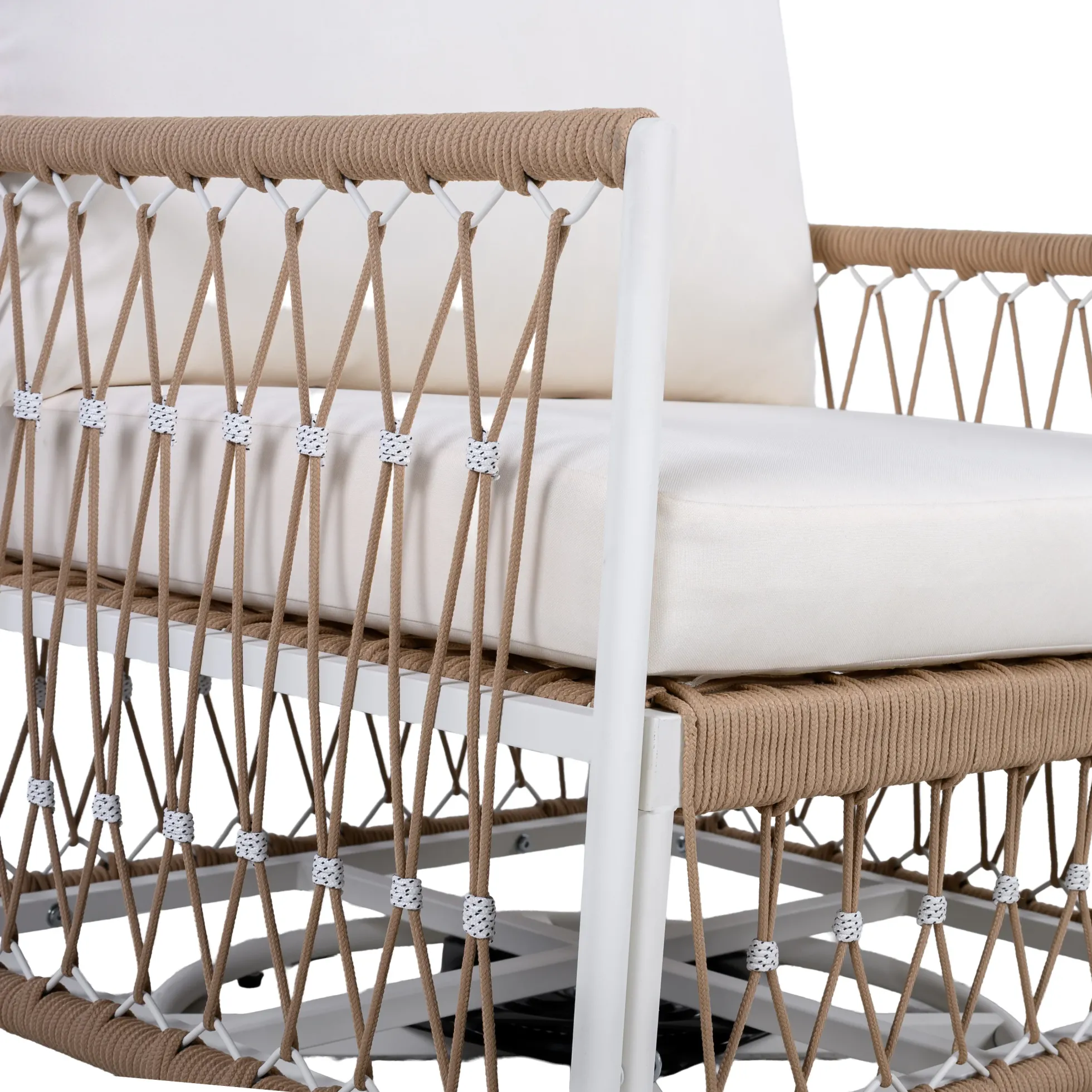 Bohemian Handwoven Rope 3-Piece Outdoor Patio Chat Set