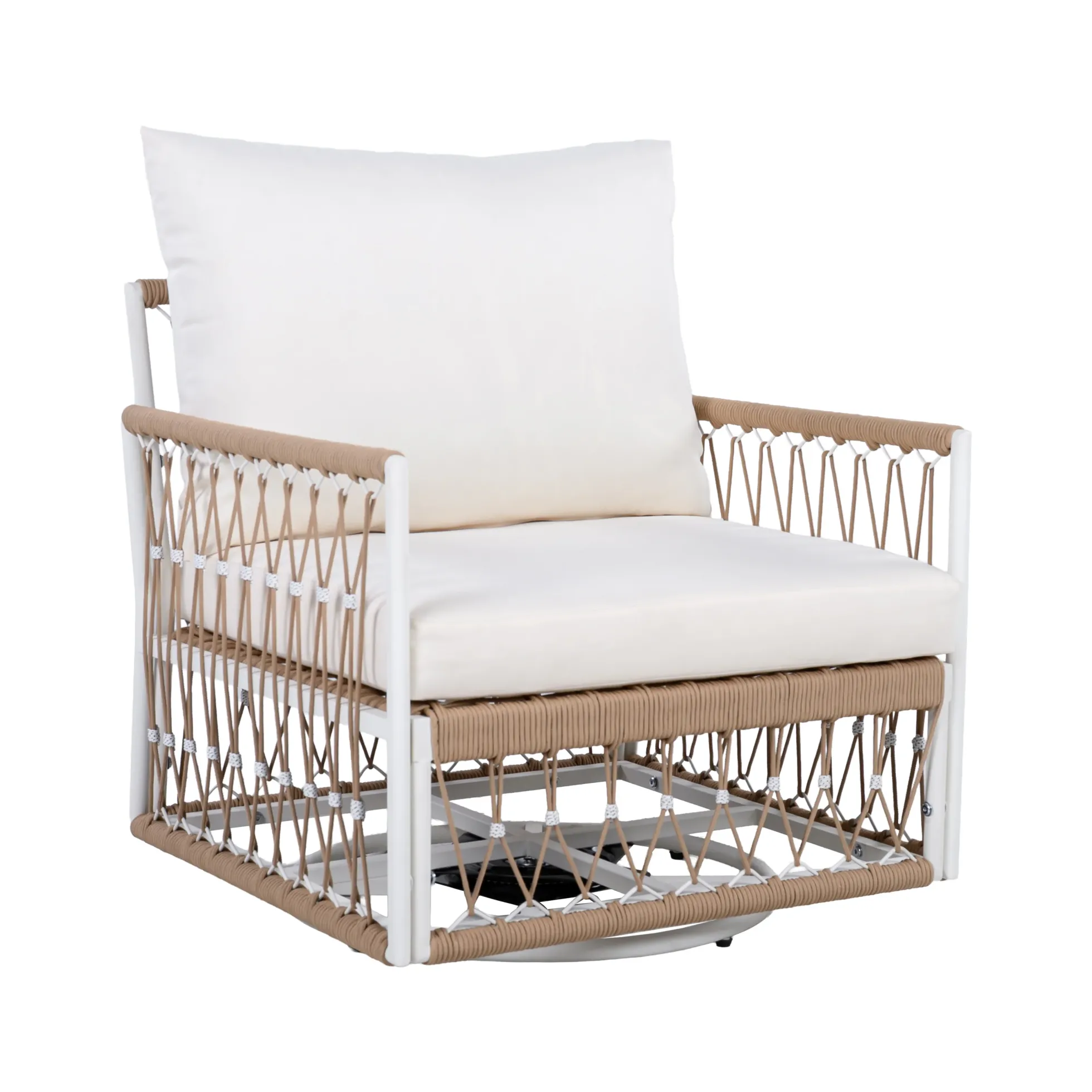 Bohemian Handwoven Rope 3-Piece Outdoor Patio Chat Set