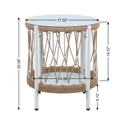 Bohemian Handwoven Rope 3-Piece Outdoor Patio Chat Set