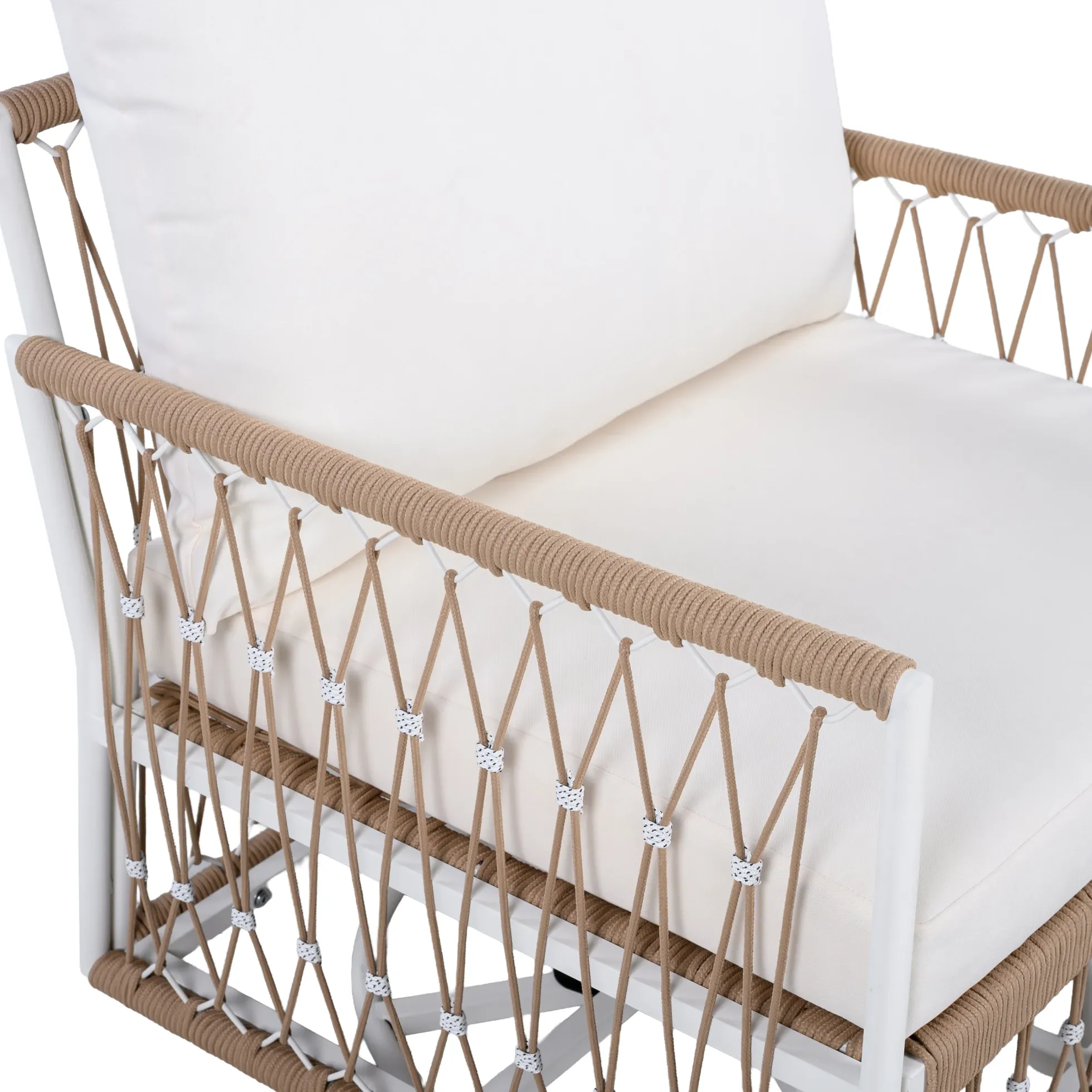 Bohemian Handwoven Rope 3-Piece Outdoor Patio Chat Set